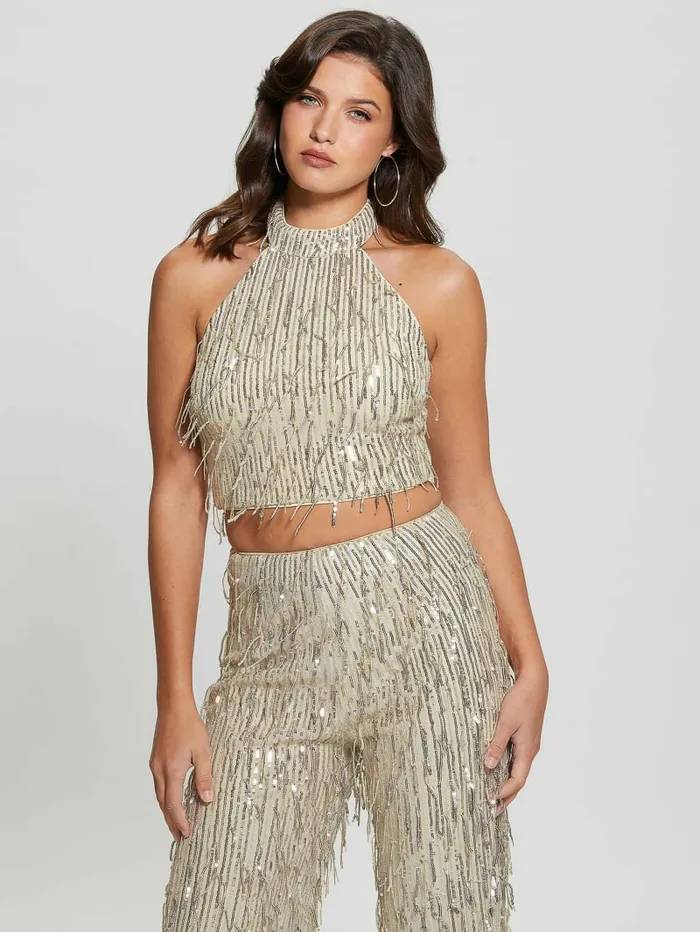 Tops Mia Sequin Top Off White Multi GUESS Women