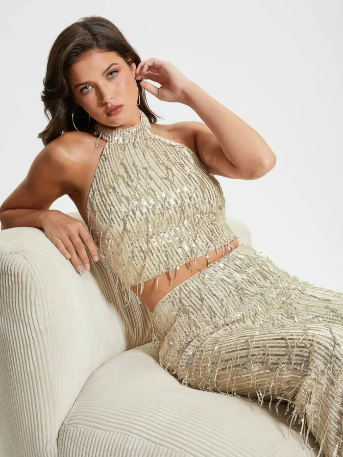 Tops Mia Sequin Top Off White Multi GUESS Women Tops Mia Sequin Top Off White Multi GUESS Women