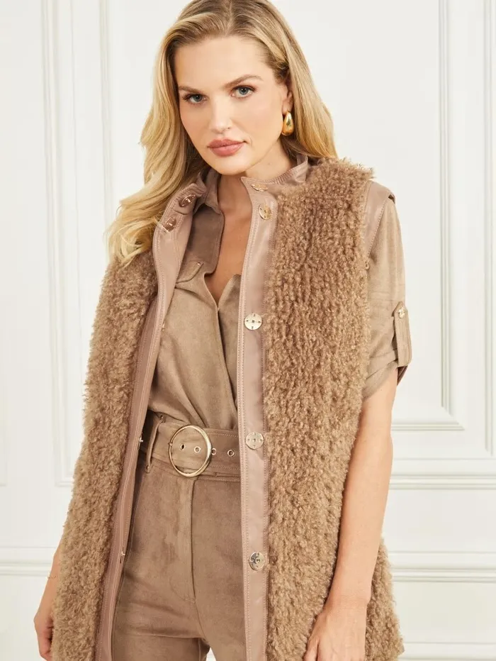 Tops Susy Reversible Vest Truffle Dust Multi 8211 GUESS Women