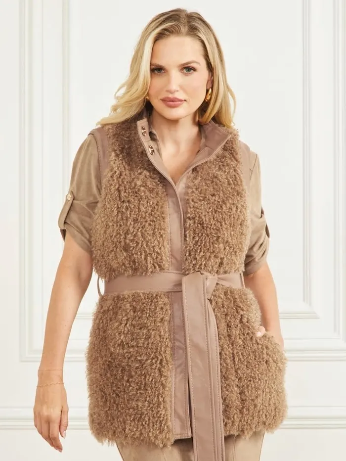 Tops Susy Reversible Vest Truffle Dust Multi 8211 GUESS Women
