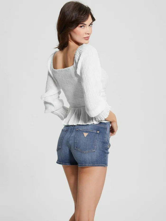 Tops Women Cassi OfftheShoulder Top Pure White GUESS Tops Women Cassi OfftheShoulder Top Pure White GUESS