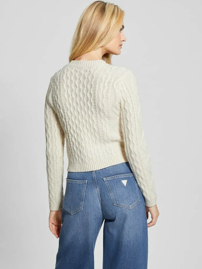 Tops Women GUESS Chiba Cable Cardigan Pearl Oyster Tops Women GUESS Chiba Cable Cardigan Pearl Oyster