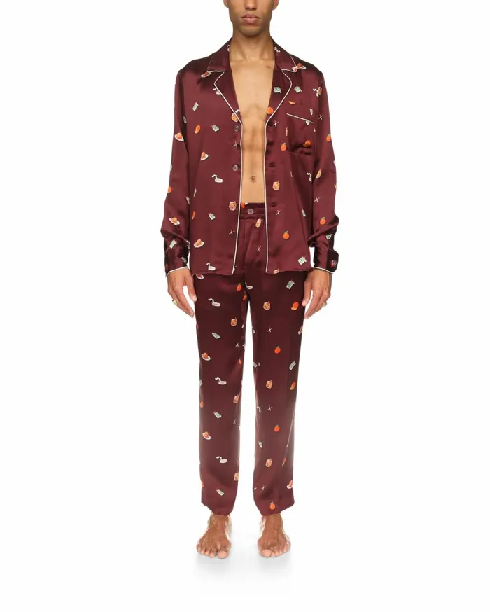 Trousers and Shorts Men Casablanca Paris Vices Silk Satin Pyjama Trousers