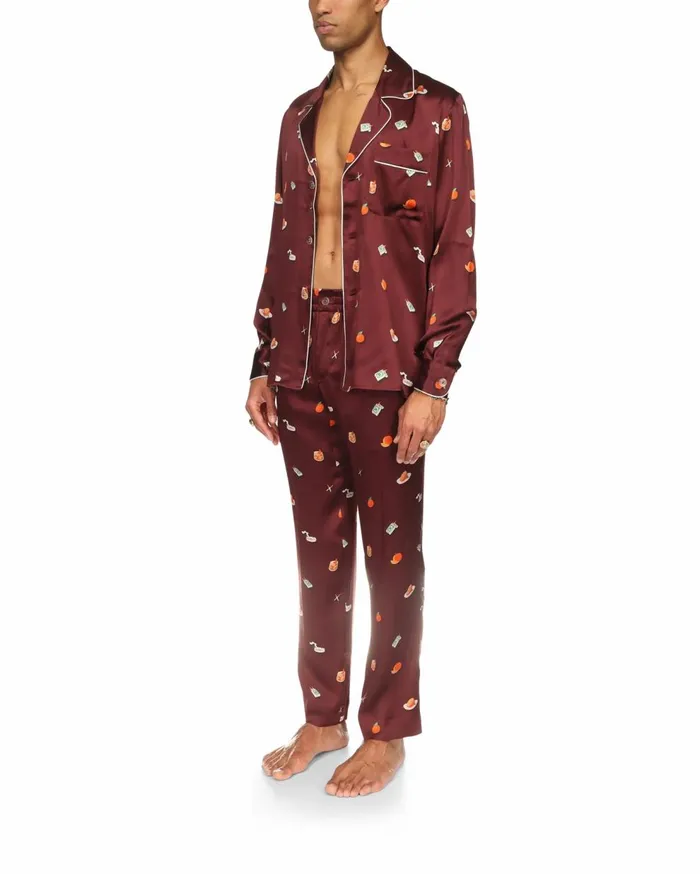 Trousers and Shorts Men Casablanca Paris Vices Silk Satin Pyjama Trousers