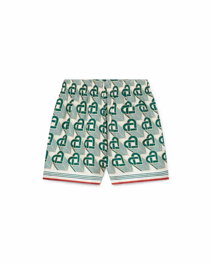 Trousers and Shorts Women Casablanca Paris Heart Monogram Silk Shorts