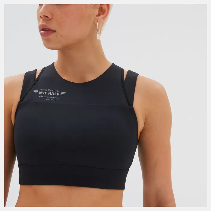 United Airlines NYC Half Shape Shield Crop Bra BLACK Sports Bras New Balance Women United Airlines NYC Half Shape Shield Crop Bra BLACK Sports Bras New Balance Women