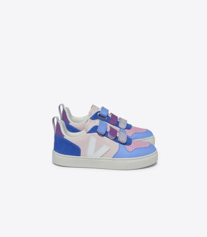 VEJA V10 CHROMEFREE LEATHER MULTICO PETALE WHITE Kids V10