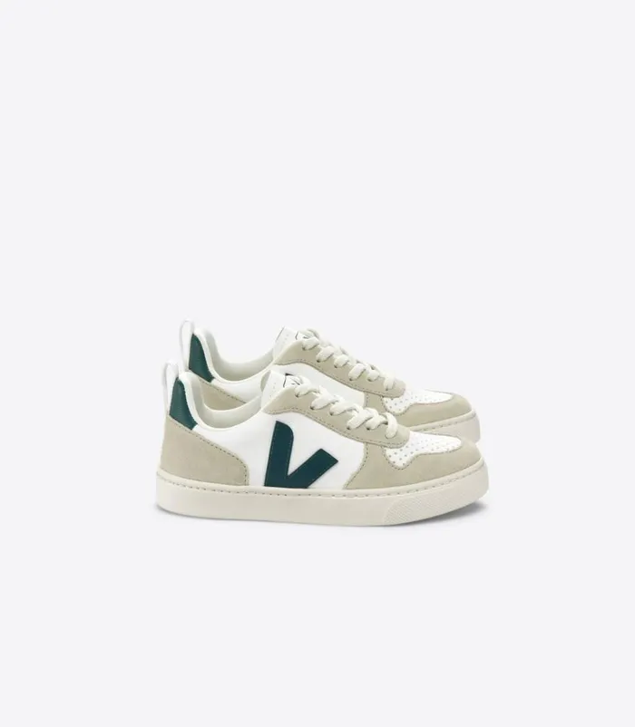 VEJA V10 LACES CHROMEFREE LEATHER WHITE BRITTANY ALMOND Kids V10