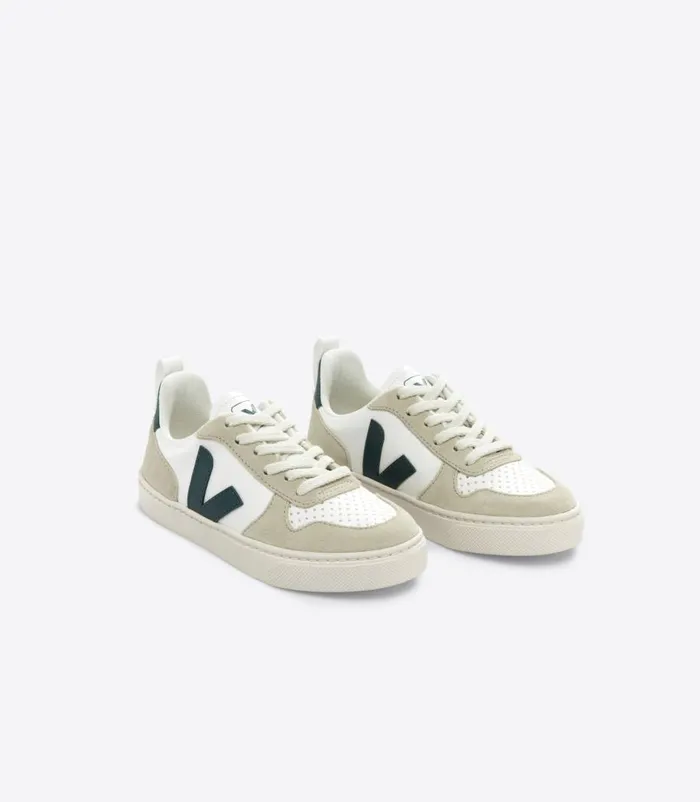 VEJA V10 LACES CHROMEFREE LEATHER WHITE BRITTANY ALMOND Kids V10
