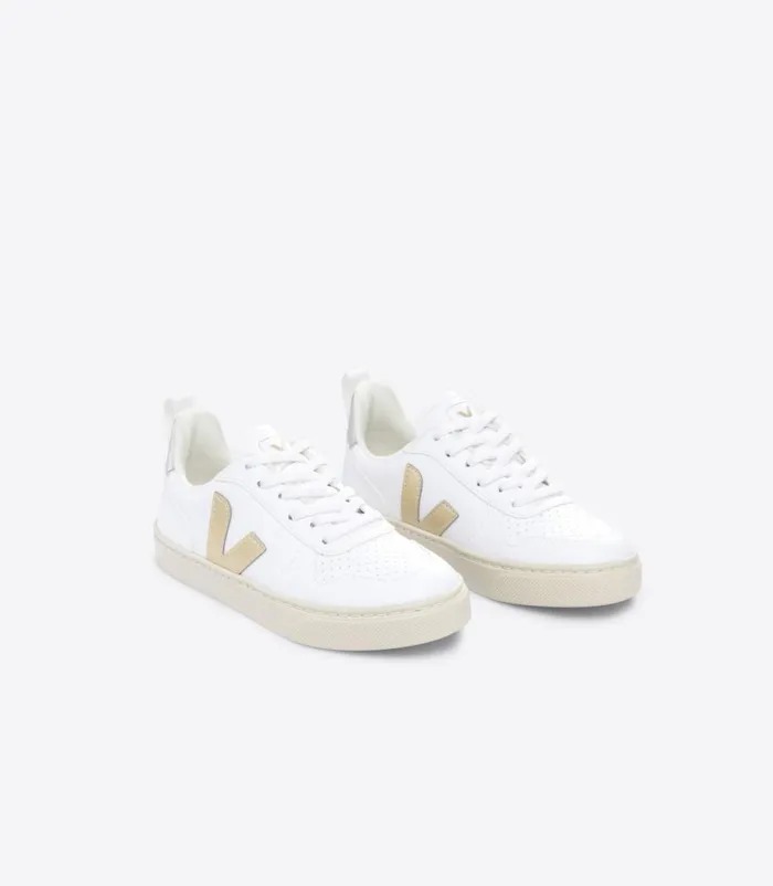 VEJA V10 LACES CWL WHITE PLATINE SILVER Kids Vegan