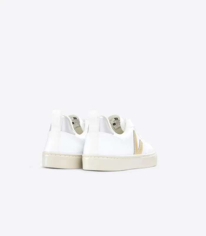 VEJA V10 LACES CWL WHITE PLATINE SILVER Kids Vegan