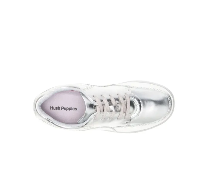 Walking Shoes Hush Puppies Women Power Walker Silver Metallic Leather Walking Shoes Hush Puppies Women Power Walker Silver Metallic Leather