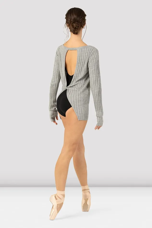 Warmups Adult Bloch Ladies Amore Twist Back Sweater Grey Marle
