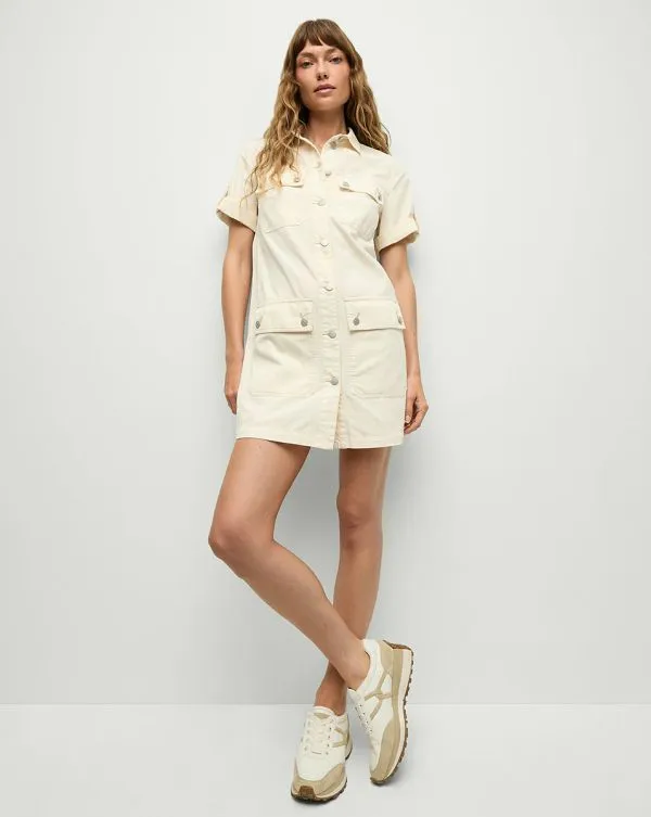 Warren Mini Shirtdress Ecru Women Veronica Beard Dresses Warren Mini Shirtdress Ecru Women Veronica Beard Dresses