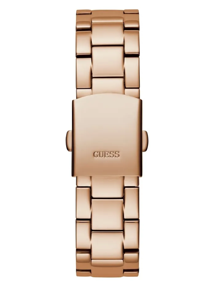 Watches GUESS Women Rose GoldTone and Rainbow Multifunction Watch Rose Gold