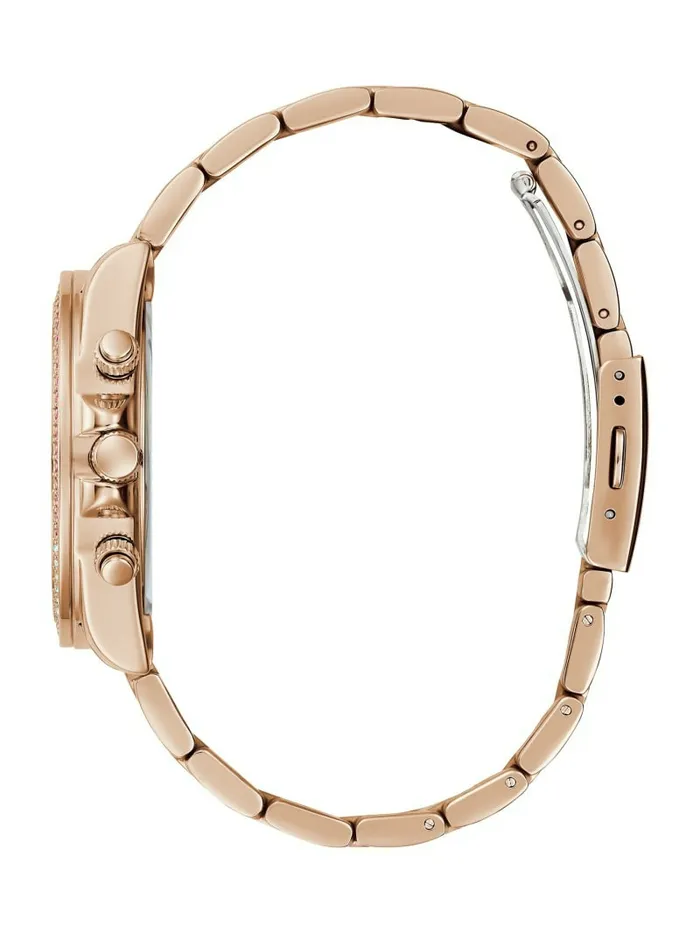 Watches GUESS Women Rose GoldTone and Rainbow Multifunction Watch Rose Gold