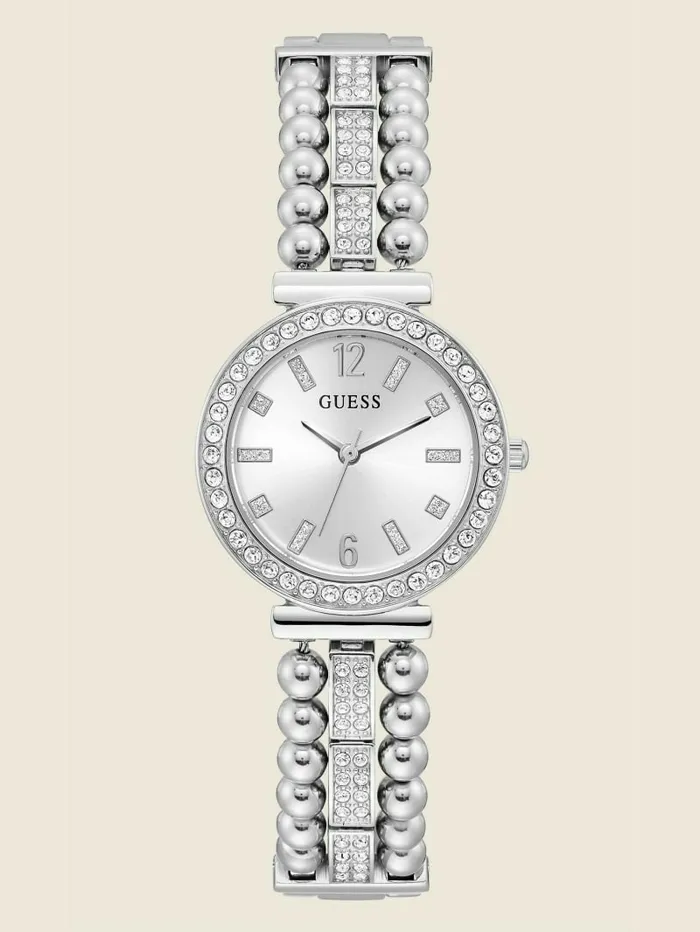 Watches GUESS Women SilverTone Analog Watch Rose Gold