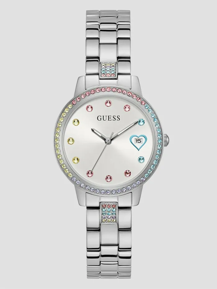 Watches GUESS Women SilverTone Analog Watch Silver