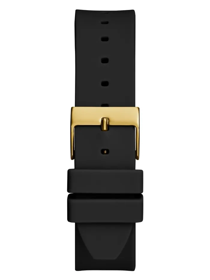 Watches Women GoldTone and Black Silicone Analog Watch Black Snakeskin GUESS Watches Women GoldTone and Black Silicone Analog Watch Black Snakeskin GUESS