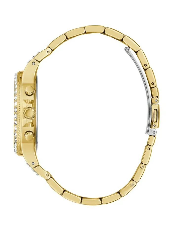 Watches Women GoldTone and Rhinestone Multifunction Watch Gold GUESS Watches Women GoldTone and Rhinestone Multifunction Watch Gold GUESS