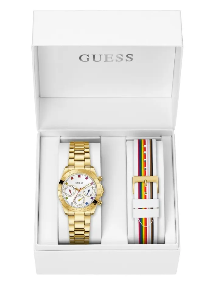 Watches Women GUESS GoldTone Multifunction Watch Set Gold Watches Women GUESS GoldTone Multifunction Watch Set Gold