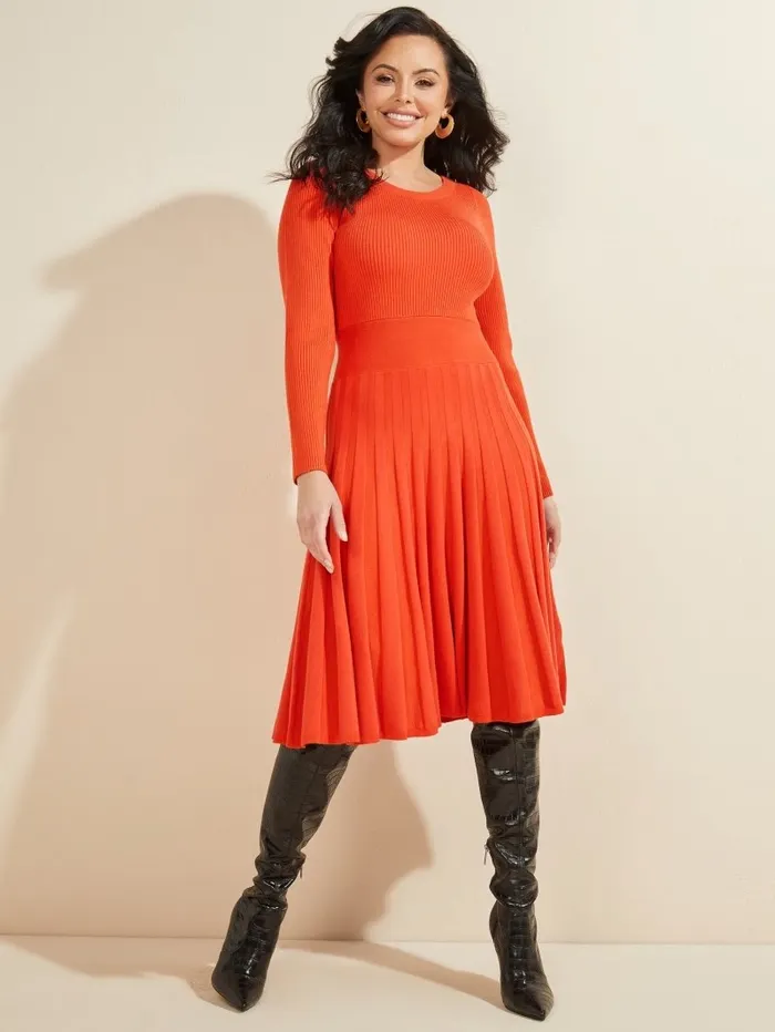 Wavelength Sweater Dress Ochre Playfull Women Dresses and Jumpsuits GUESS Wavelength Sweater Dress Ochre Playfull Women Dresses and Jumpsuits GUESS