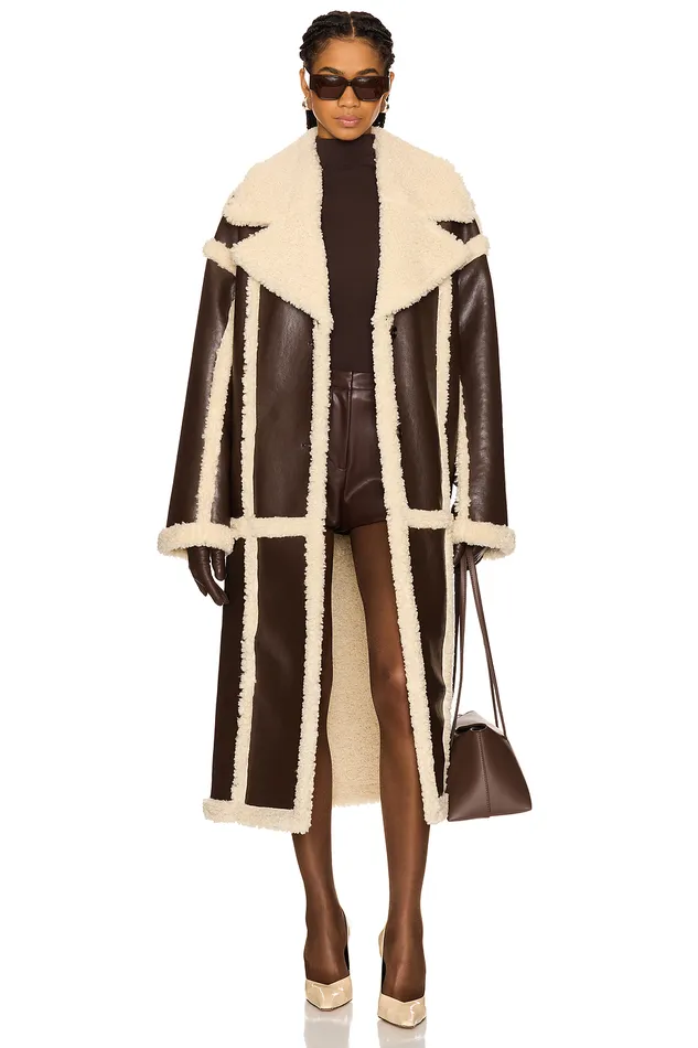 Wayne Faux Shearling Coat Brown Women Lovers and Friends Jackets and Coats