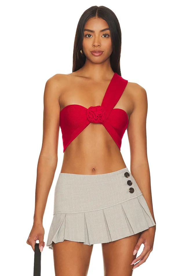 Wenda Rosette Crop Top Summer Red Women Lovers and Friends Tops