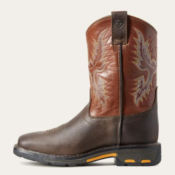 Western Boots and Shoes Kids Ariat WorkHog Wide Square Toe Boot Dark Earth Western Boots and Shoes Kids Ariat WorkHog Wide Square Toe Boot Dark Earth