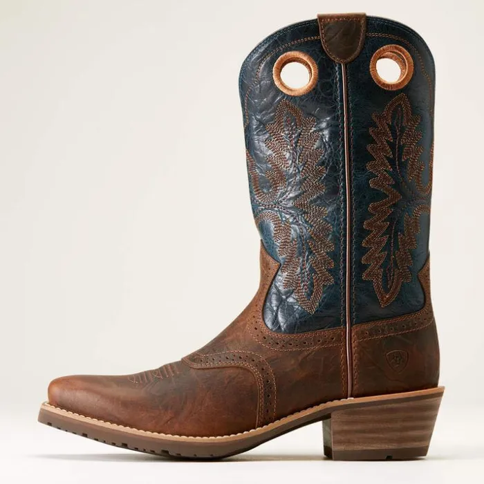 Western Boots Men Ariat Hybrid Roughstock Square Toe Cowboy Boot Fiery Brown Crunch Western Boots Men Ariat Hybrid Roughstock Square Toe Cowboy Boot Fiery Brown Crunch