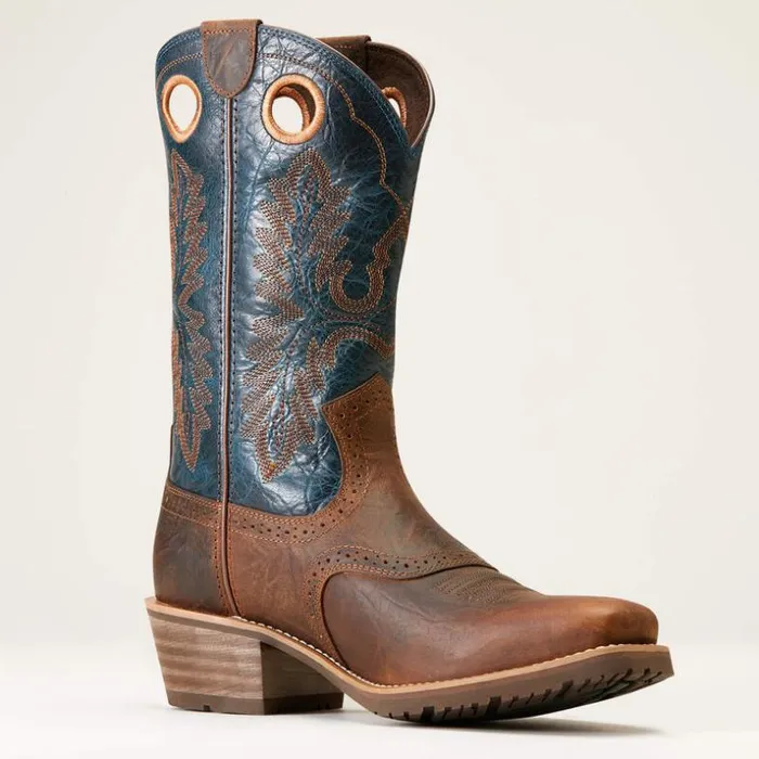 Western Boots Men Ariat Hybrid Roughstock Square Toe Cowboy Boot Fiery Brown Crunch Western Boots Men Ariat Hybrid Roughstock Square Toe Cowboy Boot Fiery Brown Crunch