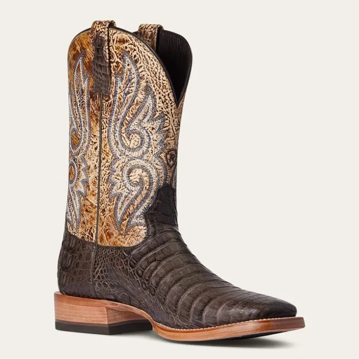 Western Boots Men Ariat Relentless Denton Western Boot Chocolate Caiman Belly Western Boots Men Ariat Relentless Denton Western Boot Chocolate Caiman Belly