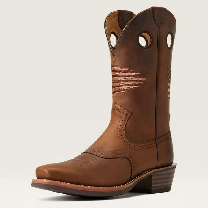 Western Boots Men Ariat Roughstock Patriot Western Boot Distressed Brown