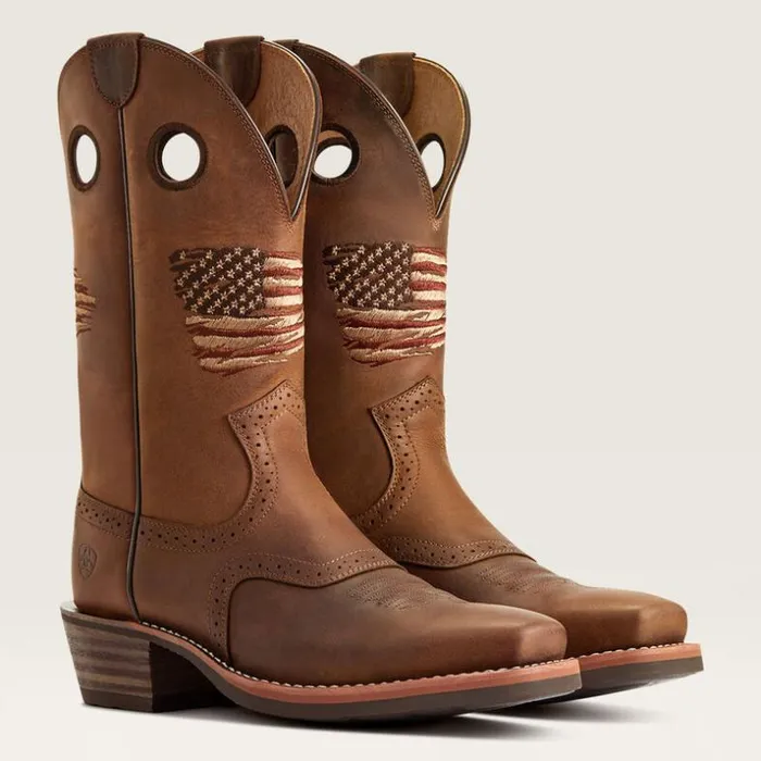 Western Boots Men Ariat Roughstock Patriot Western Boot Distressed Brown Western Boots Men Ariat Roughstock Patriot Western Boot Distressed Brown