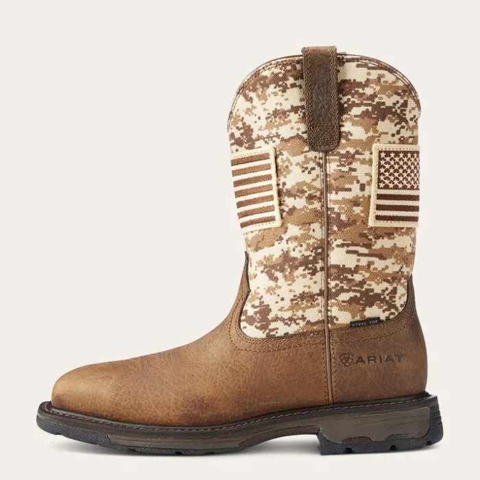 Western Boots Men Ariat WorkHog Patriot Steel Toe Work Boot Earth Sand Camo Western Boots Men Ariat WorkHog Patriot Steel Toe Work Boot Earth Sand Camo