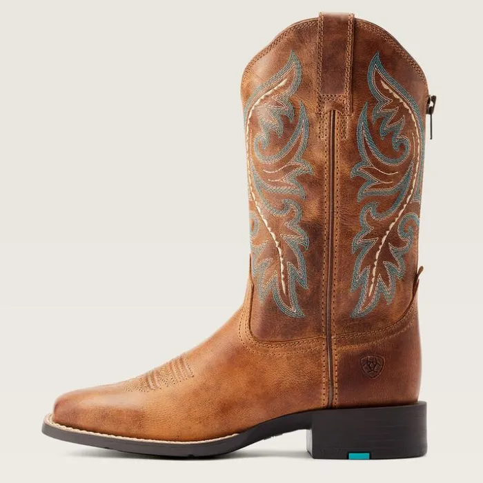 Western Boots Women Ariat Round Up Back Zip Western Boot Desert Sand