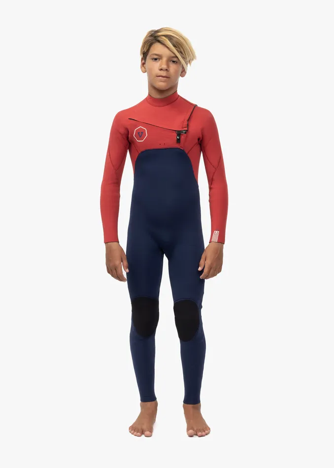 Wetsuits Youth Vissla 7 Seas 32 Boys Chest Zip Full Suit Rusty Red