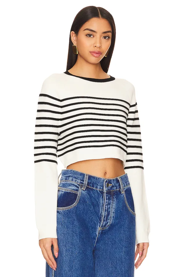 Willow Striped Sweater Black and White Women Lovers and Friends Tops Willow Striped Sweater Black and White Women Lovers and Friends Tops