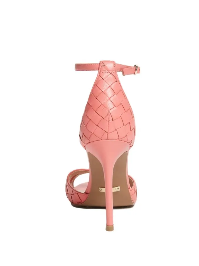 Women Abieli Woven Leather Stiletto Sandal Orange Sandals GUESS Women Abieli Woven Leather Stiletto Sandal Orange Sandals GUESS
