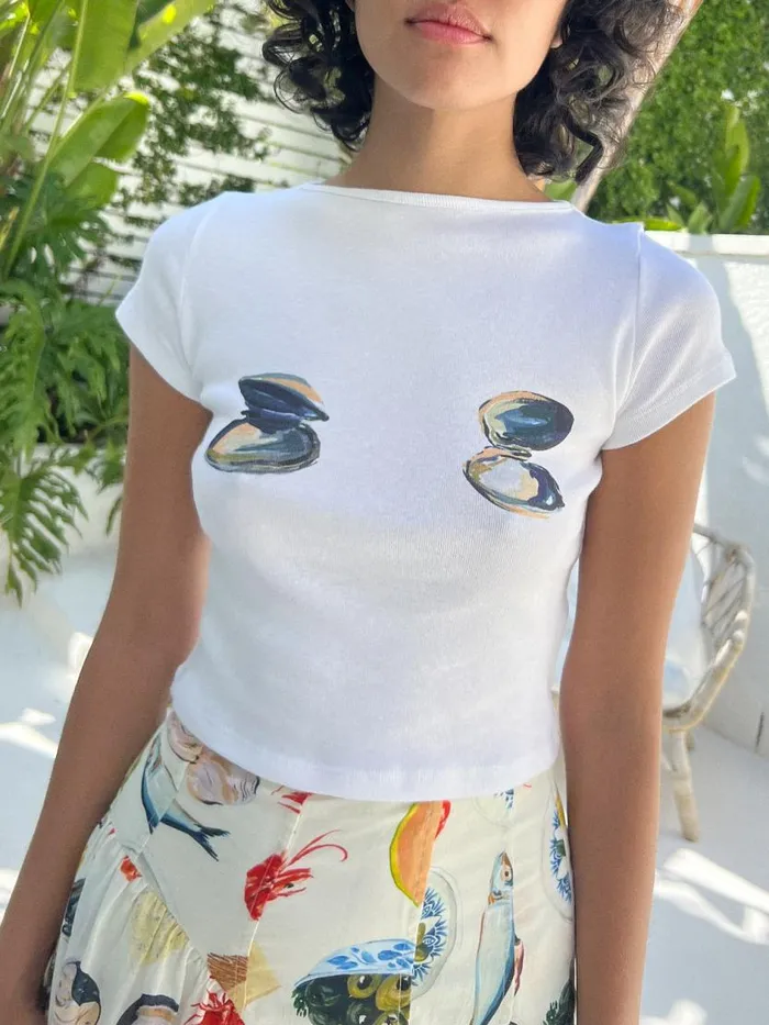Women Alex Tee Clams Lisa Says Gah Knit Tops