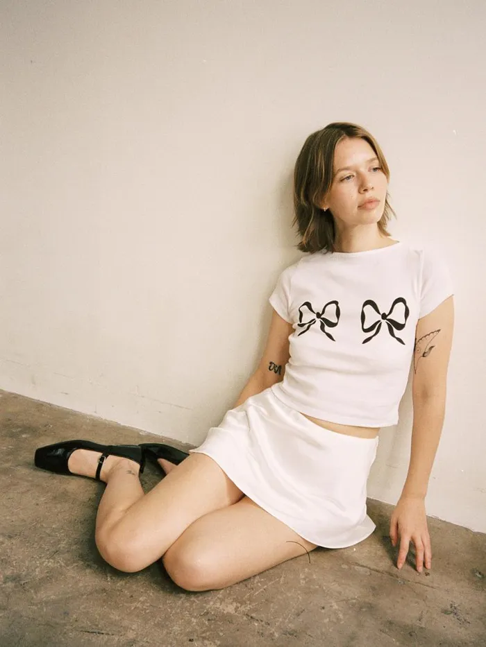 Women Alex Tee Double Bows Lisa Says Gah Knit Tops