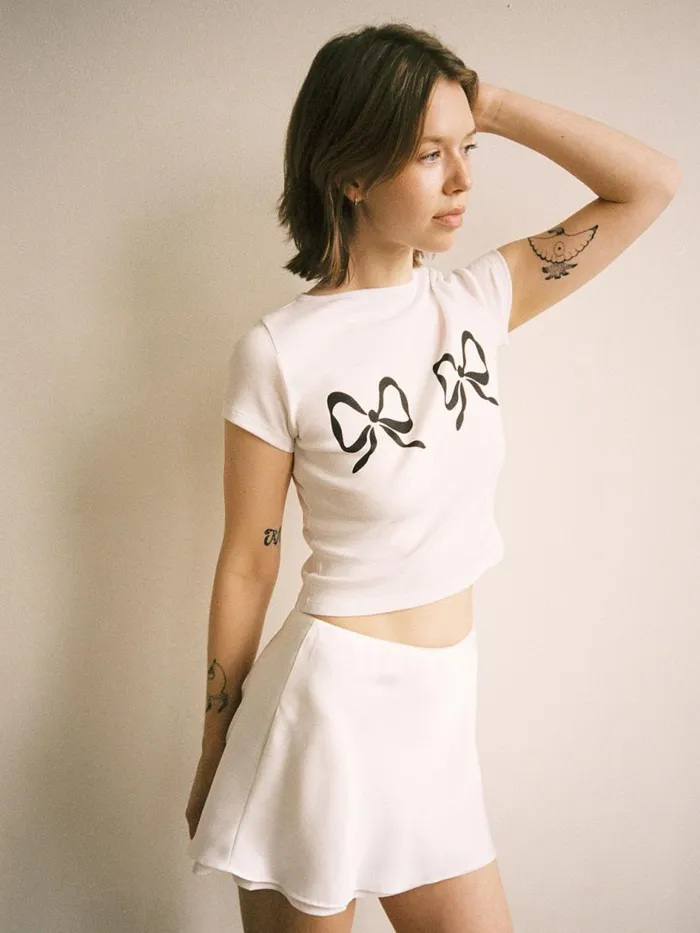 Women Alex Tee Double Bows Lisa Says Gah Knit Tops