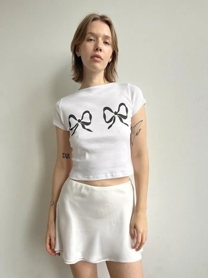 Women Alex Tee Double Bows Lisa Says Gah Knit Tops