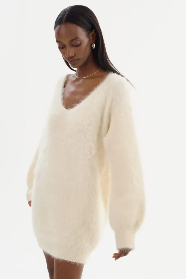 Women AMARIS Wool Mini Dress Ivory LAMARQUE Dresses Women AMARIS Wool Mini Dress Ivory LAMARQUE Dresses