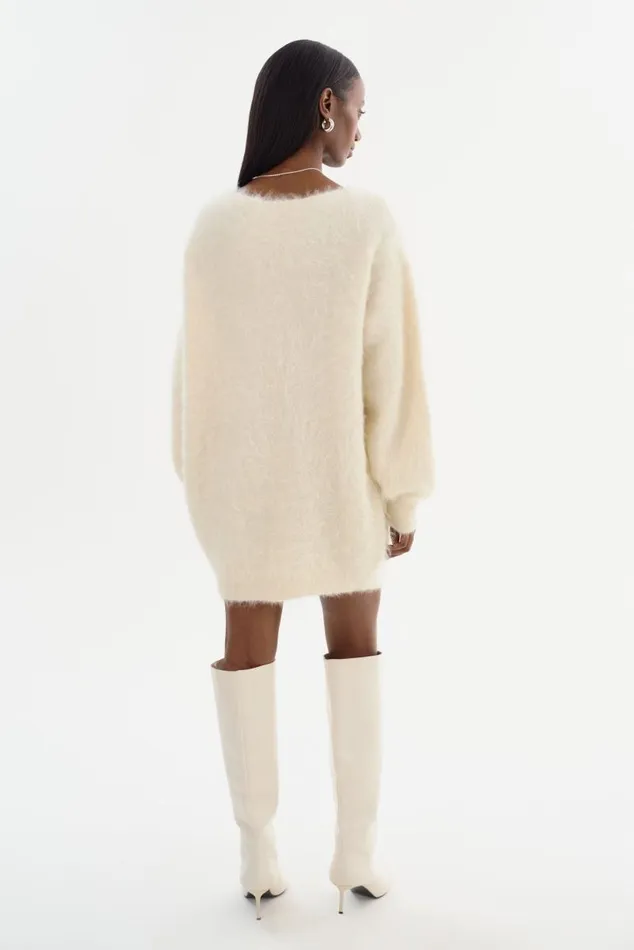 Women AMARIS Wool Mini Dress Ivory LAMARQUE Dresses Women AMARIS Wool Mini Dress Ivory LAMARQUE Dresses