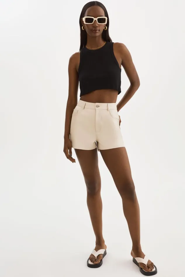 Women ANIKA Leather HighWaisted Shorts Bone LAMARQUE Pants and Shorts Women ANIKA Leather HighWaisted Shorts Bone LAMARQUE Pants and Shorts