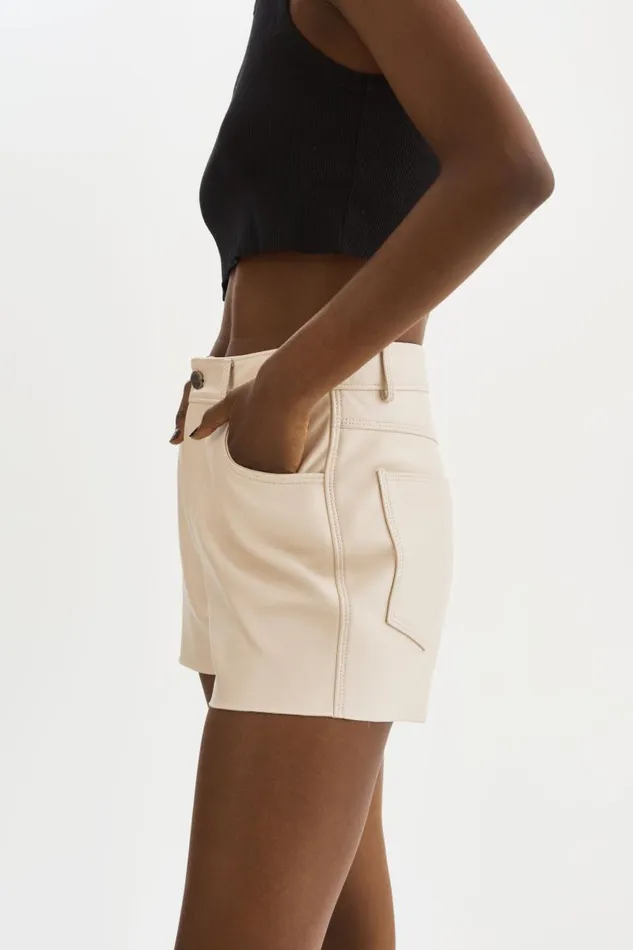 Women ANIKA Leather HighWaisted Shorts Bone LAMARQUE Pants and Shorts Women ANIKA Leather HighWaisted Shorts Bone LAMARQUE Pants and Shorts