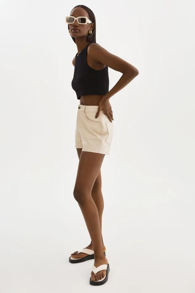 Women ANIKA Leather HighWaisted Shorts Bone LAMARQUE Pants and Shorts Women ANIKA Leather HighWaisted Shorts Bone LAMARQUE Pants and Shorts