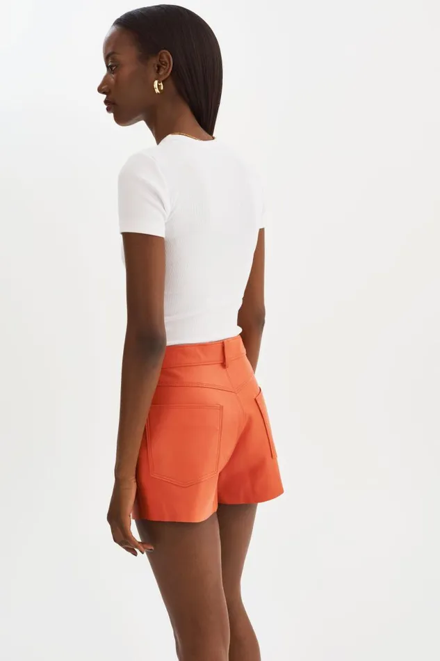 Women ANIKA Leather HighWaisted Shorts Spicy Orange LAMARQUE Pants and Shorts Women ANIKA Leather HighWaisted Shorts Spicy Orange LAMARQUE Pants and Shorts