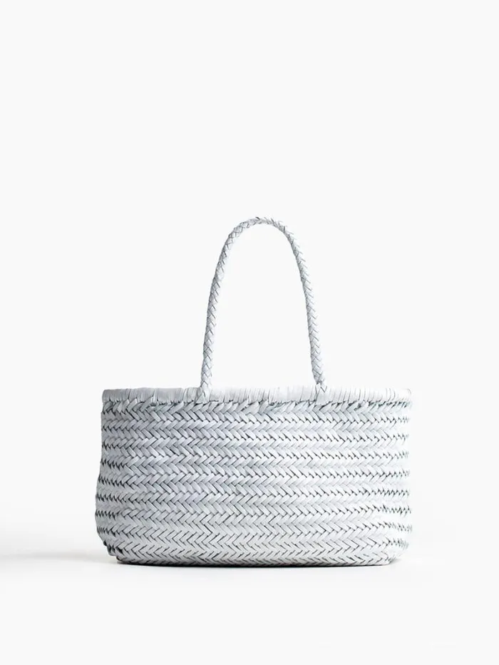 Women Bags Mother Denim Goa Small Leather Tote White